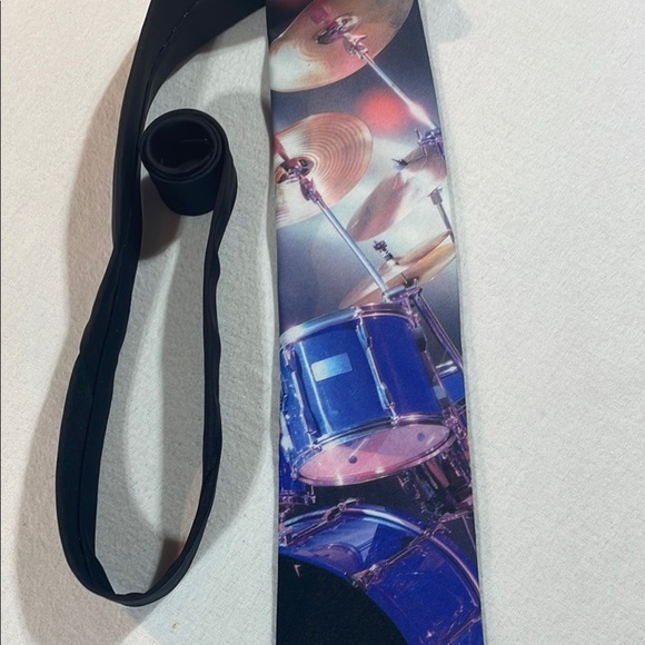 Ralph Marlin Silk Black and Blue Artistic Drum Set Tie Music Cymbals Base - Picture 1 of 8